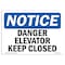 Signmission OSHA Notice, 5" Height, Danger Elevator Keep Closed Sign, 7" X 5", Landscape OS-NS-D-57-L-10900 - alternate 1